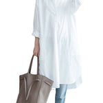 Fine White Pockets Button side open Fall Shirt Long sleeve