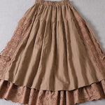 Fitted Beige Hollow Out Wrinkled Fall Patchwork Skirts