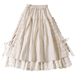Fitted Beige Hollow Out Wrinkled Fall Patchwork Skirts