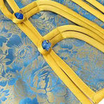 French Blue O-Neck Asymmetrical Jacquard Silk Top Half Sleeve