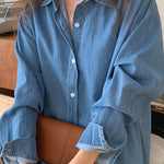 French Blue Peter Pan Collar Patchwork Denim Shirts Dress Spring