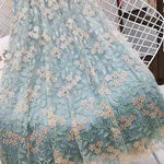 French Green Casual Embroideried Straight Fall Skirts