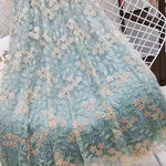 French Green Casual Embroideried Straight Fall Skirts