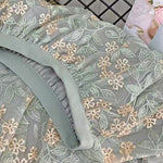 French Green Casual Embroideried Straight Fall Skirts