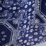 French Navy Exra Large Hem Print Dresses Cotton Linen Summer