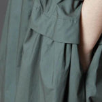 French green Cotton Tunics o neck pockets Dresses