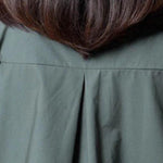 French green Cotton Tunics o neck pockets Dresses