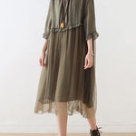 French Tea Green Tull Maxi dresses patchwork chiffon Summer Dress