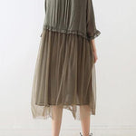 French Tea Green Tull Maxi dresses patchwork chiffon Summer Dress