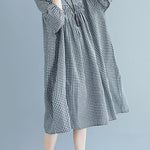 French o neck lantern sleeve clothes For Women pattern black Plaid Dresses summer