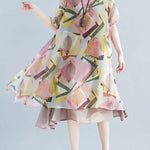 French o neck large hem clothes Neckline floral Dresses