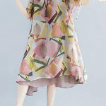 French o neck large hem clothes Neckline floral Dresses