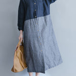 French patchwork cotton Wardrobes Fitted Work blue striped cotton robes Dress spring