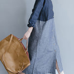 French patchwork cotton Wardrobes Fitted Work blue striped cotton robes Dress spring