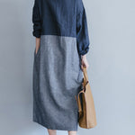 French patchwork cotton Wardrobes Fitted Work blue striped cotton robes Dress spring