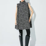 Handmade Black Oversized Print Cotton Shirts Sleeveless