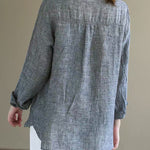 Handmade Grey PeterPan Collar Button Fall Blouses Long sleeve