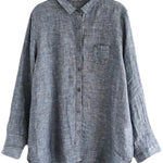 Handmade Grey PeterPan Collar Button Fall Blouses Long sleeve