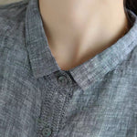 Handmade Grey PeterPan Collar Button Fall Blouses Long sleeve