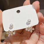 Handmade White Zircon Floral Pearl Hoop Earrings
