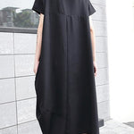 Handmade black asymmetric cotton Long Shirts zippered long summer Dress