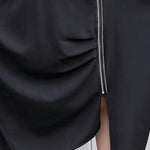 Handmade black asymmetric cotton Long Shirts zippered long summer Dress