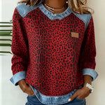 Hollyn | Leopard Print Sweater with Denim Collar