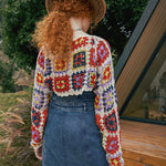 Zeagoo Women's Boho Knitted Cardigan Cropped Long-sleeve Cover-up