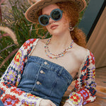 Zeagoo Women's Boho Knitted Cardigan Cropped Long-sleeve Cover-up