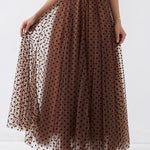 Italian Brown Print High Waist Tulle A Line Skirts