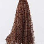 Italian Brown Print High Waist Tulle A Line Skirts
