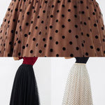 Italian Brown Print High Waist Tulle A Line Skirts