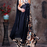 Italian Colorblock V Neck Asymmetrical Design Print Silk Dresses Short Sleeve