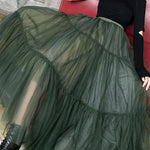 Italian Green asymmetrical design tulle Skirts Summer