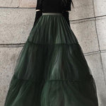 Italian Green asymmetrical design tulle Skirts Summer