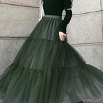 Italian Green asymmetrical design tulle Skirts Summer