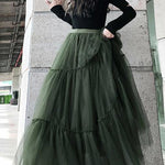 Italian Green asymmetrical design tulle Skirts Summer