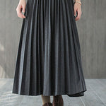 Italian Grey Black Casual Woolen Pleated Fall Skirts