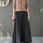 Italian Grey Black Casual Woolen Pleated Fall Skirts