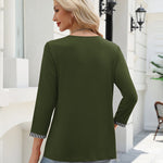 Zeagoo Womens 3/4 Sleeve V Neck Flounce Shirts (US Only)