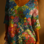 Louise | Painterly Floral V-Neck Tunic
