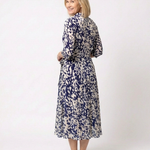 Oriana | Collared Long Sleeve Waist Tie Midi Dress
