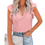 Zeagoo Women's Casual Print Ruffle Sleeve Summer Tops