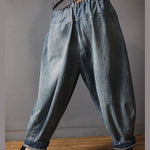 Loose Blue Retro Pockets Button lantern Fall Denim Pants
