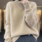 Loose Purple Turtleneck Cozy Cotton Knit Sweaters Long Sleeve