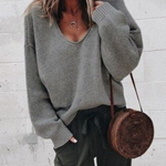 Aurélie Bernard | Relaxed V-Neck Knit Jumper With Soft Drape For Women
