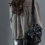 Luxury Black O-Neck Plaid Fall Long Sleeve Trench
