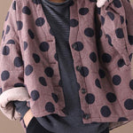 Luxury casual jackets red plaid dotted v neck Button Down women coats