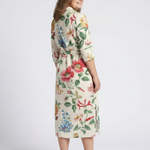 Maribel | Button Front Half Sleeve Floral Midi Dress