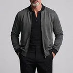 KZZ Men's Casual Solid Zipper Long Sleeve Jacket